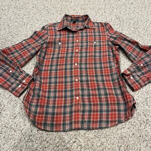 Lauren Ralph Lauren Button Down Flannel Shirt Sz S Red Green Fall Preppy Outdoor